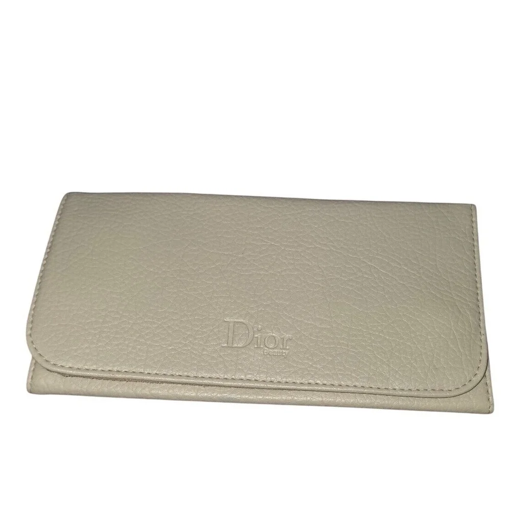 Dior Beauty Cream Pebbled Leather Jewelry Travel Case Organizer Roll Pouch